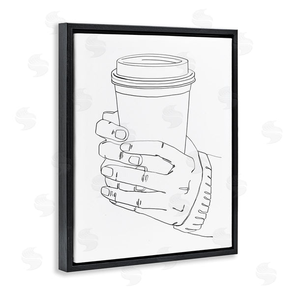 Stupell Industries Ziwei Li | Firm Hands On Coffee Cup Minimal Line Drawing Wall Art