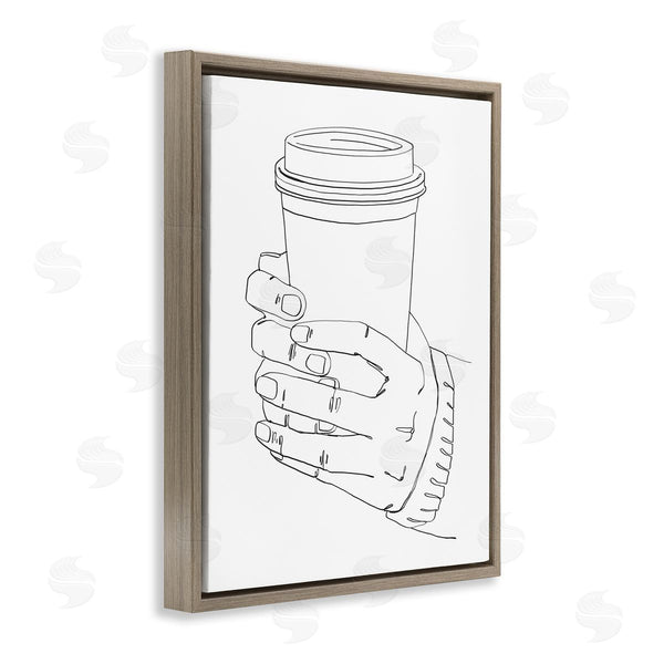 Stupell Industries Ziwei Li | Firm Hands On Coffee Cup Minimal Line Drawing Wall Art
