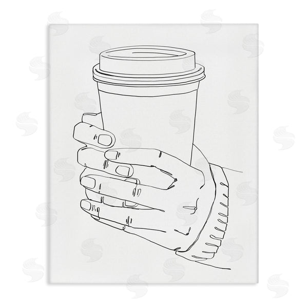 stupell industries Ziwei Li | Firm Hands on Coffee Cup Minimal Line Drawing Wall Art