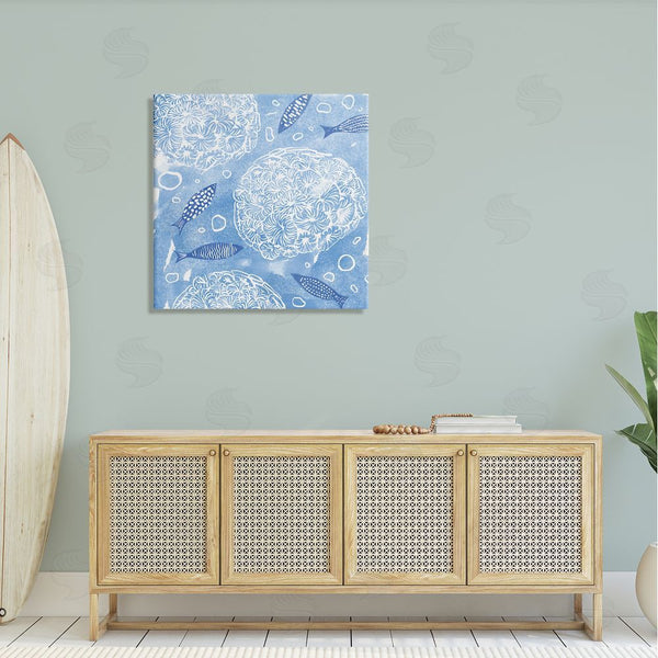 Stupell Industries Ziwei Li | Fish Swimming Among Sea Life Coral Flowers Bubbles Wall Art