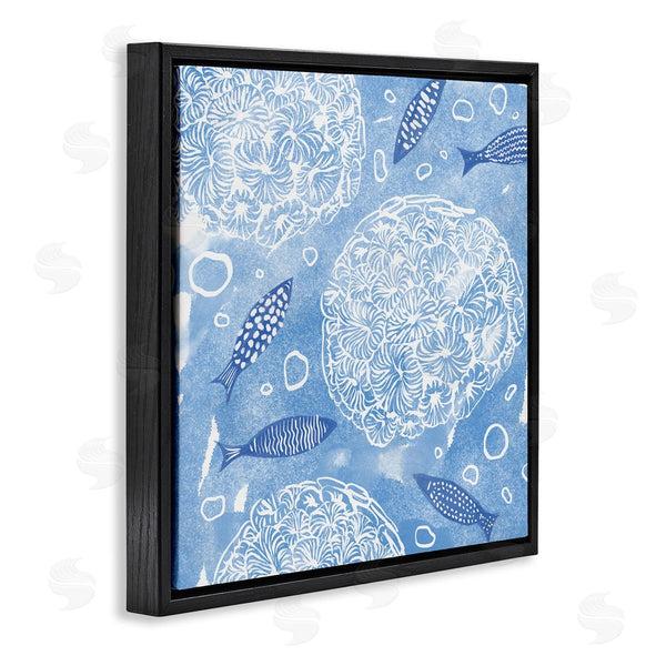 Stupell Industries Ziwei Li | Fish Swimming Among Sea Life Coral Flowers Bubbles Wall Art