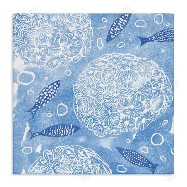 stupell industries Ziwei Li | Fish Swimming Among Sea Life Coral Flowers Bubbles Wall Art