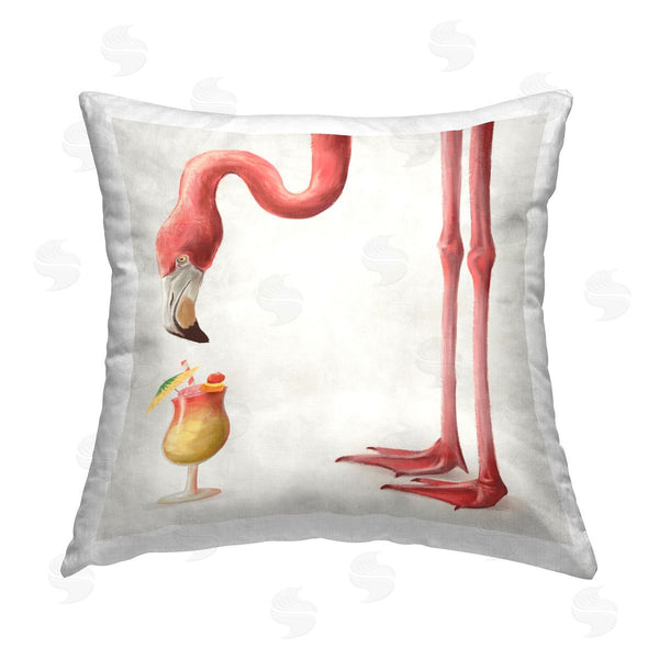 stupell industries Ziwei Li | Flamingo Bird Tropical Cocktail Printed Throw Pillow