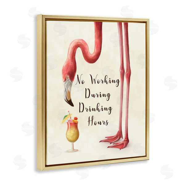 Stupell Industries Ziwei Li | Flamingo Drinking Hours Humor