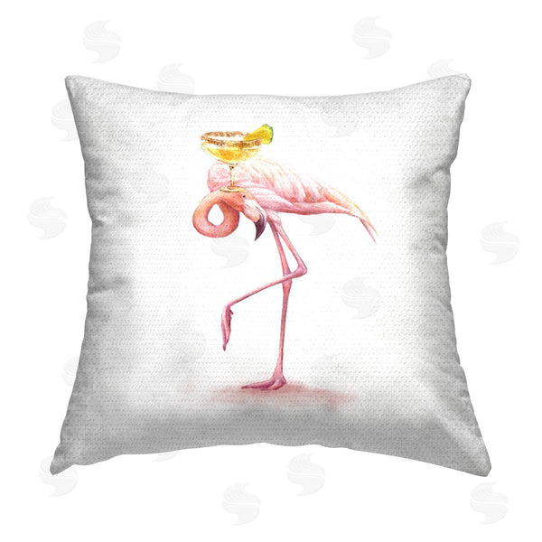 Stupell Industries Ziwei Li | Flamingo With Tropical Cocktail Printed Throw Pillow
