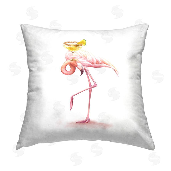 stupell industries Ziwei Li | Flamingo with Tropical Cocktail Printed Throw Pillow