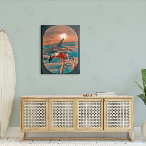 Stupell Industries Ziwei Li | Flamingoes Airplane Window Clouds Wall Art