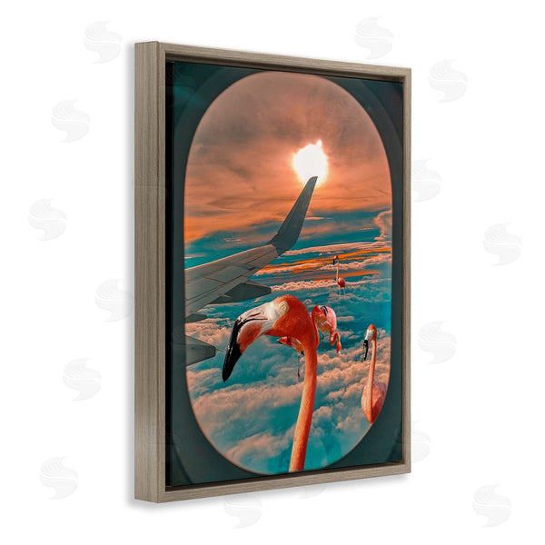 Stupell Industries Ziwei Li | Flamingoes Airplane Window Clouds Wall Art