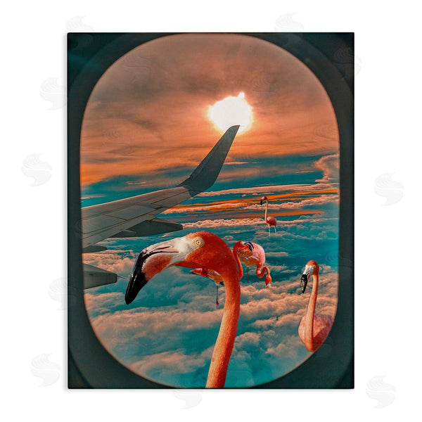 stupell industries Ziwei Li | Flamingoes Airplane Window Clouds Wall Art