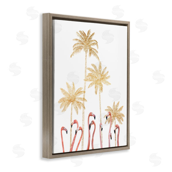 Stupell Industries Ziwei Li | Flamingoes Golden Palm Trees