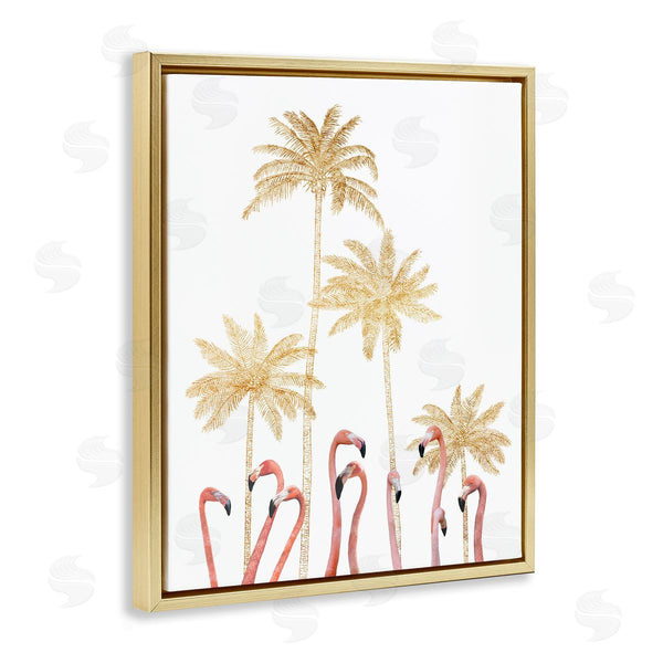 Stupell Industries Ziwei Li | Flamingoes Golden Palm Trees
