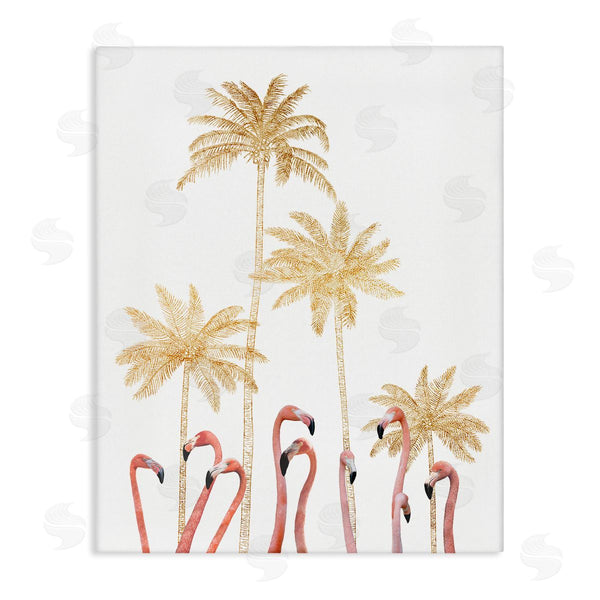 stupell industries Ziwei Li | Flamingoes Golden Palm Trees