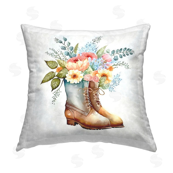 stupell industries Ziwei Li | Floral Gardening Boots Bouquet Printed Throw Pillow