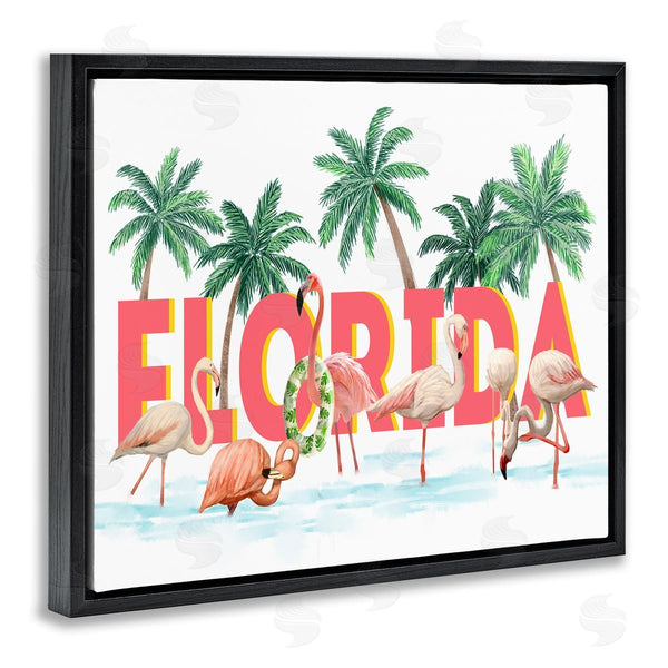 Stupell Industries Ziwei Li | Florida Flamingo Pool With Green Tropical Palms Wall Art