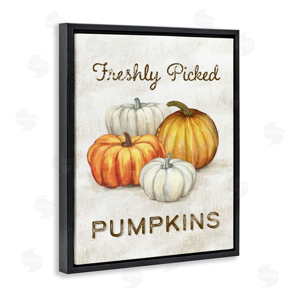Stupell Industries Ziwei Li | Freshly Picked Pumpkins Phrase Orange White Pumpkin Harvest Wall Art