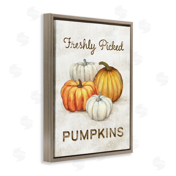 Stupell Industries Ziwei Li | Freshly Picked Pumpkins Phrase Orange White Pumpkin Harvest Wall Art