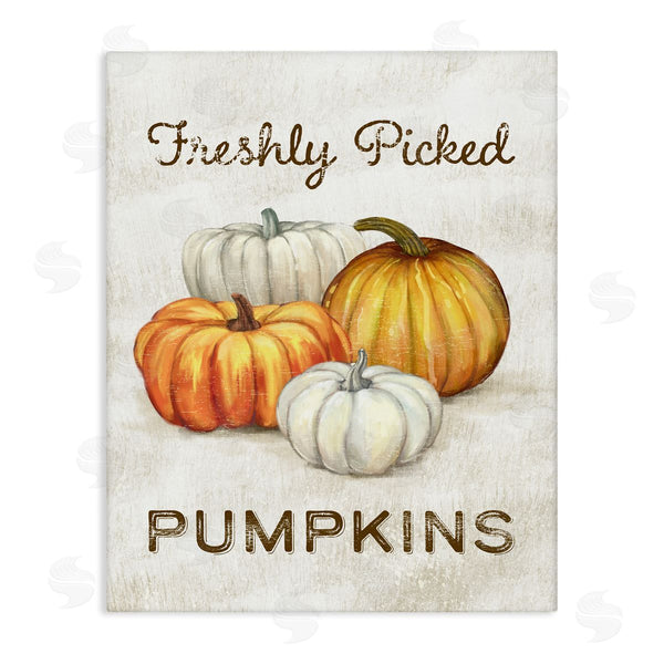 stupell industries Ziwei Li | Freshly Picked Pumpkins Phrase Orange White Pumpkin Harvest Wall Art