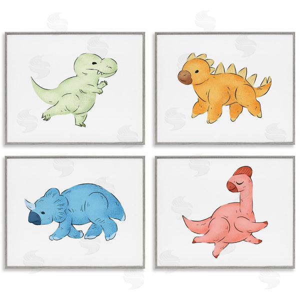 Stupell Industries Ziwei Li | Fun Baby Dinosaurs Children's Prehistoric Reptiles Wall Art