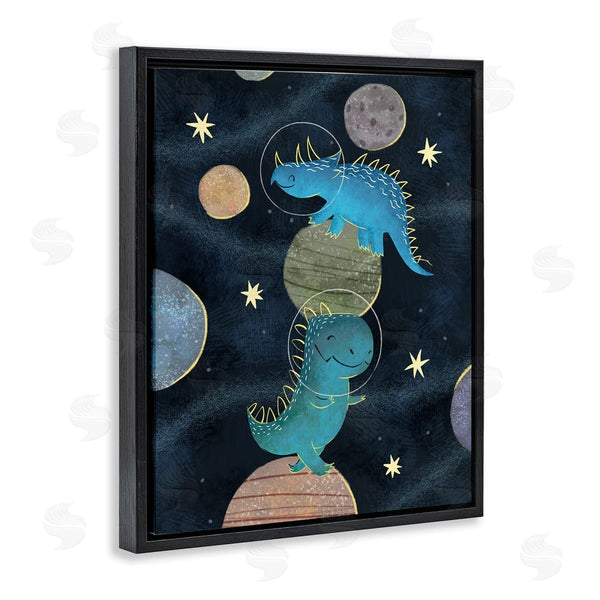 Stupell Industries Ziwei Li | Galactic Dinosaur Astronauts Outer Space Planets Wall Art