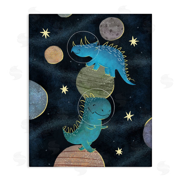 stupell industries Ziwei Li | Galactic Dinosaur Astronauts Outer Space Planets Wall Art