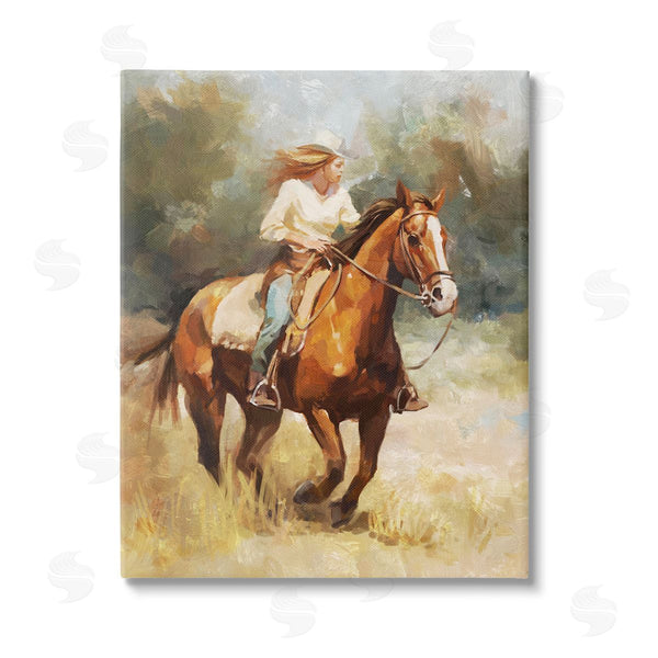 stupell industries Ziwei Li | Galloping Cowgirl Scenery Wall Art