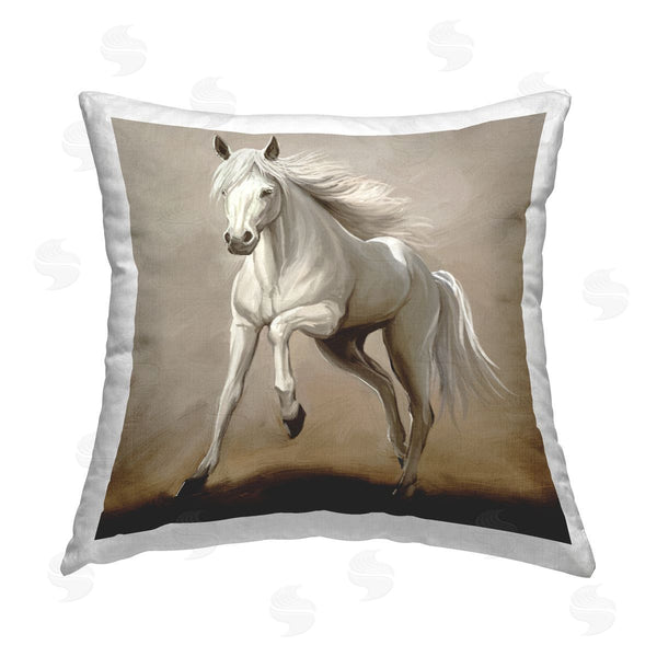 stupell industries Ziwei Li | Galloping White Stallion Horse Printed Throw Pillow