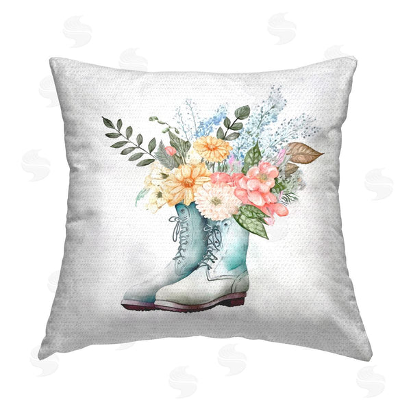 Stupell Industries Ziwei Li | Gardening Boots Floral Arrangement Printed Throw Pillow