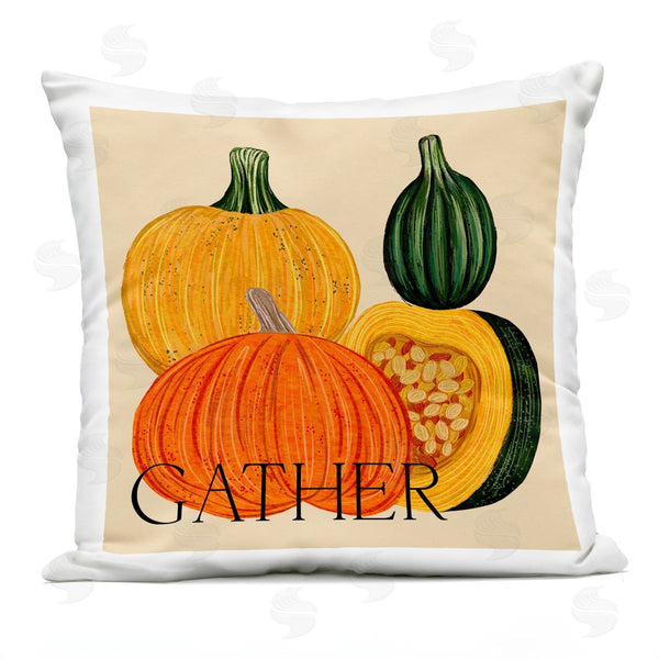 Stupell Industries Ziwei Li | Gather Autumnal Harvest Gourds Printed Throw Pillow