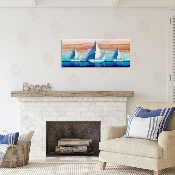 Stupell Industries Ziwei Li | Geometric Sailboats Scenery Wall Art