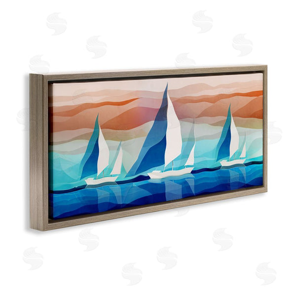 Stupell Industries Ziwei Li | Geometric Sailboats Scenery Wall Art