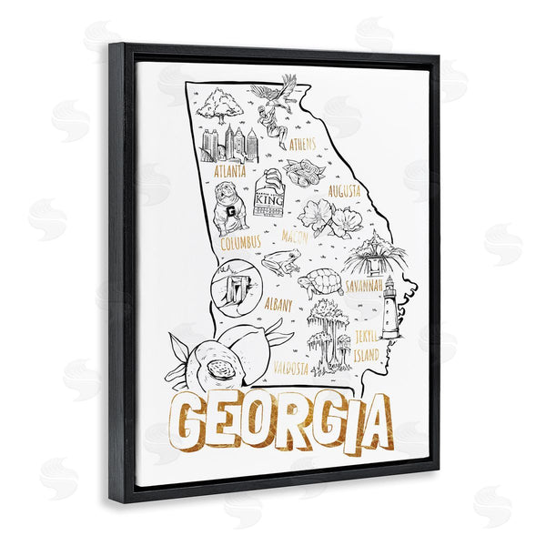Stupell Industries Ziwei Li | Georgia Map Landmark Diagram Typography Design Wall Art