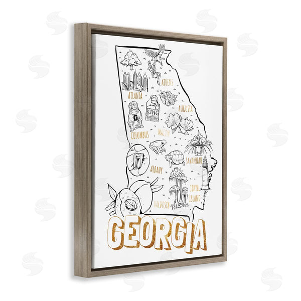 Stupell Industries Ziwei Li | Georgia Map Landmark Diagram Typography Design Wall Art