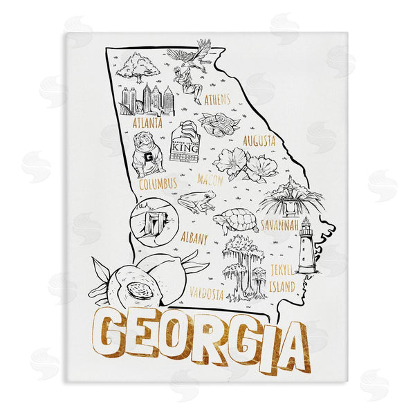stupell industries Ziwei Li | Georgia Map Landmark Diagram Typography Design Wall Art