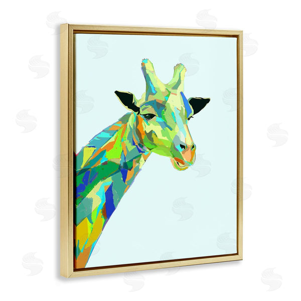 Stupell Industries Ziwei Li | Giraffe Abstract Shapes Blue Green