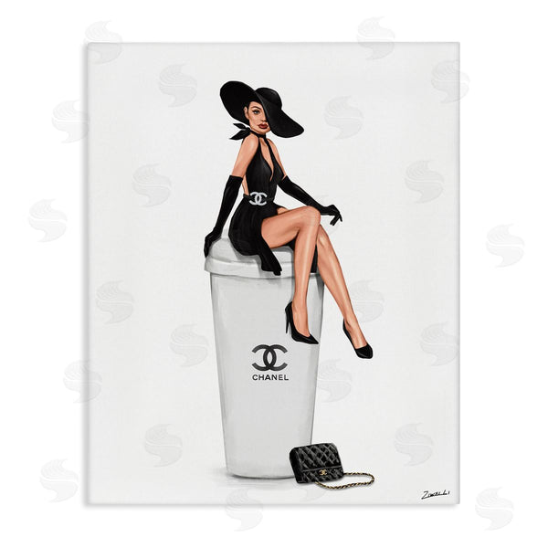 stupell industries Ziwei Li | Girl in Black Dress Fashion Wall Art