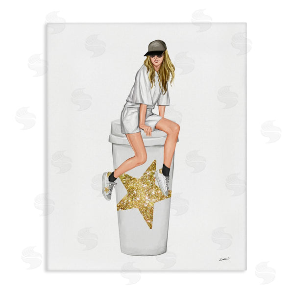 stupell industries Ziwei Li | Girl In Cap Glam Coffee Cup Wall Art