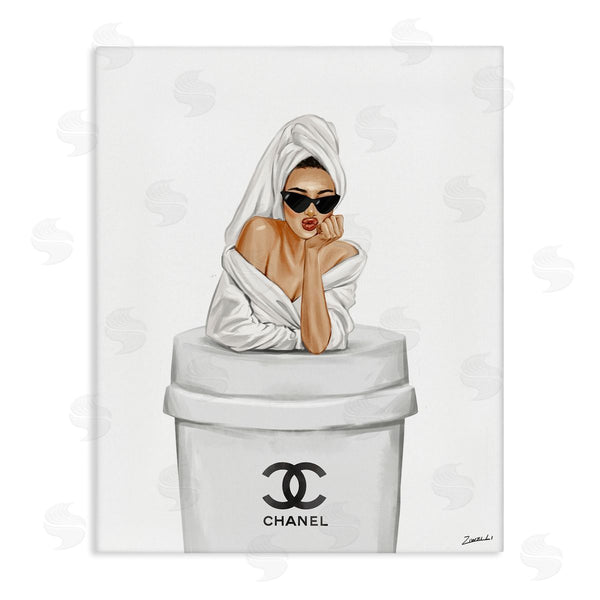stupell industries Ziwei Li | Girl in Robe Morning Coffee Wall Art