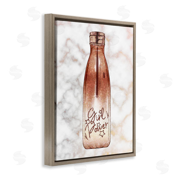 Stupell Industries Ziwei Li | Girl Power Quote Fashion Bottle Over Marble Wall Art
