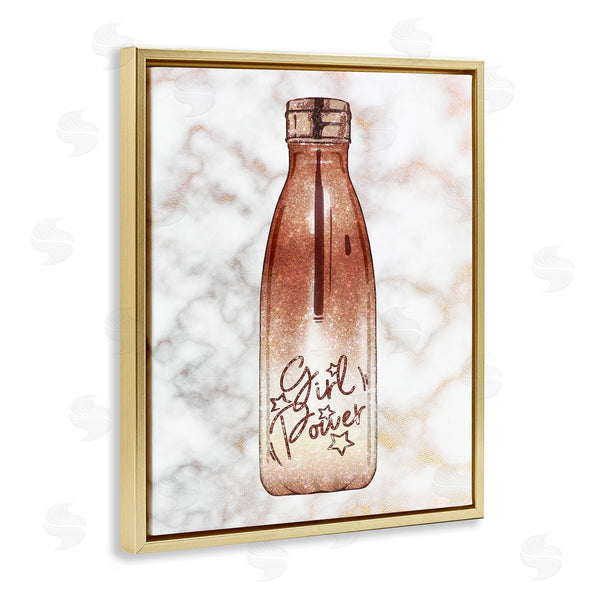Stupell Industries Ziwei Li | Girl Power Quote Fashion Bottle Over Marble Wall Art