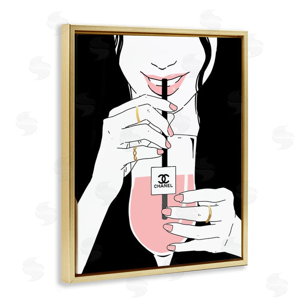 Stupell Industries Ziwei Li | Girl Sipping Drink With Style