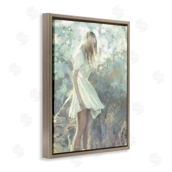 Stupell Industries Ziwei Li | Girl Wandering In Forest Grass Soft Muted Green Wall Art