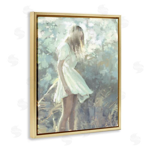 Stupell Industries Ziwei Li | Girl Wandering In Forest Grass Soft Muted Green Wall Art