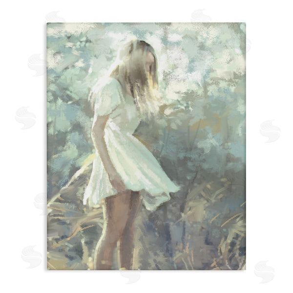 stupell industries Ziwei Li | Girl Wandering in Forest Grass Soft Muted Green Wall Art