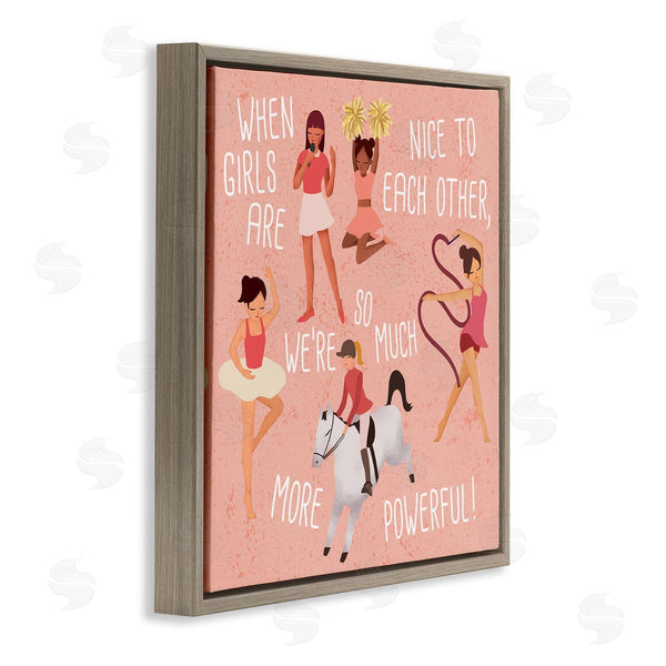 Stupell Industries Ziwei Li | Girls Are More Powerful Phrase Children's Sports Illustration Wall Art