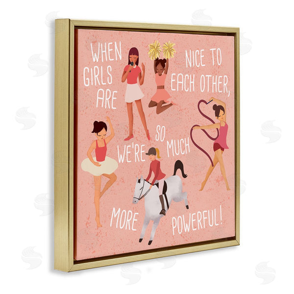 Stupell Industries Ziwei Li | Girls Are More Powerful Phrase Children's Sports Illustration Wall Art