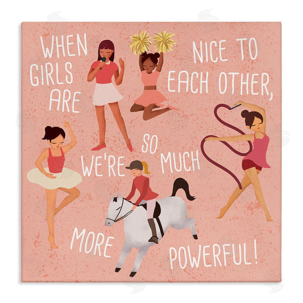 stupell industries Ziwei Li | Girls are More Powerful Phrase Children's Sports Illustration Wall Art
