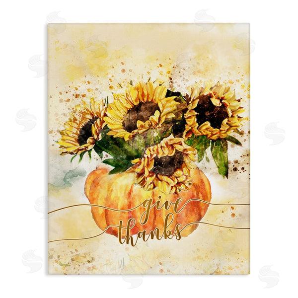 stupell industries Ziwei Li | Give Thanks Phrase Orange Pumpkin Sunflower Floral Burst Wall Art