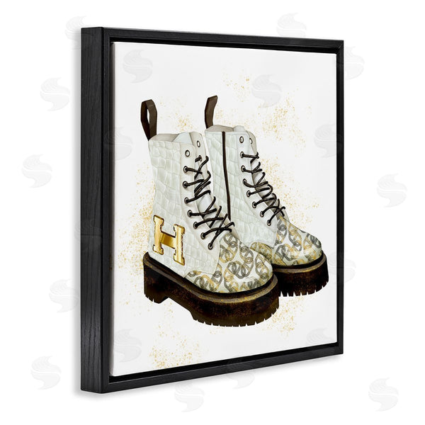 Stupell Industries Ziwei Li | Glam Clothing Gold Letter Symbol Spiral Silver Pattern Wall Art