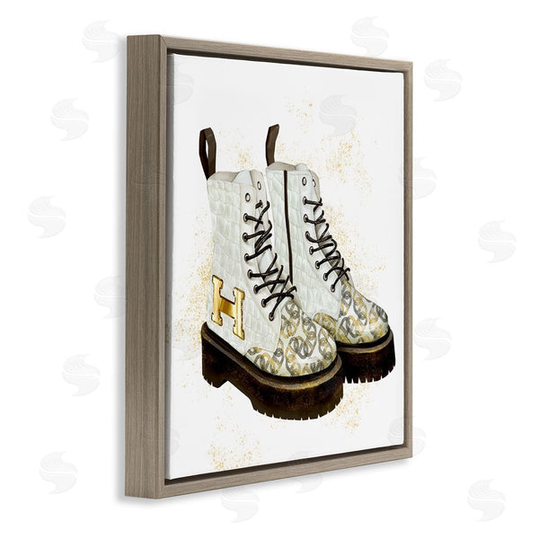 Stupell Industries Ziwei Li | Glam Clothing Gold Letter Symbol Spiral Silver Pattern Wall Art
