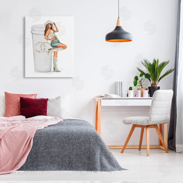 Stupell Industries Ziwei Li | Glam Cowgirl Fashion Coffee Cup Wall Art